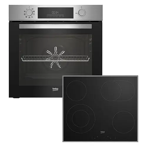 Produktbild: Beko BBSE1132T0XFP Einbau-Backofen-Set mit autarkem Glaskeramik-Kochfeld, 66 l Garraum-Volumen, AeroPerfect, 9 Heizarten, pyrolytische Selbstreinigung, 4 Kochzonen, Schwarz/Edelstahl