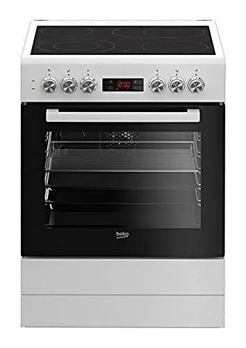Produktbild: Beko FSM67320GWS Freistehender Elektroherd, 72l Nutzvolumen, 8 Heizarten, 5 Einschubebenen, Glaskeramik Kochfeld, 4 Kochzonen, Elektronikuhr, Energieeffizienzklasse A, leichte Reinigung, Weiß
