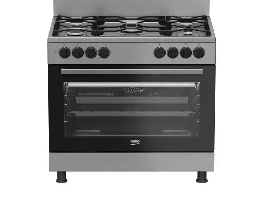 Produktbild: Beko GM15121DXNS b100 Range Cooker 90 cm, 108 l Garraum Volumen, 5 Zonen Gaskochfeld, Wokbrenner, Kochfeld-Rahmen aus Gusseisen, 7 Heizarten, Drehspieß, katalytische Seitenwände, Farbe: Inox