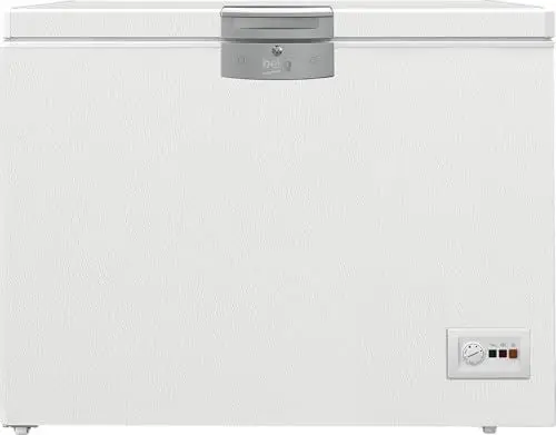 Produktbild: Beko HSM22340 Gefriertruhe, Kühltruhe, 230 l Nutzvolumen, 2 Gefriergutkörbe, Temperaturalarm, abschließbar, LED-Anzeigesystem, Innenbeleuchtung, 35 db(A), Transportrollen, Weiß