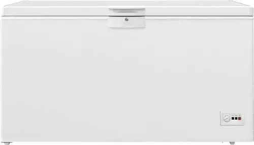 Produktbild: Beko HSM46740 Gefriertruhe groß, 451 l Nutzvolumen, 3 Gefrierkörbe, Temperaturalarm, abschließbar, Innenbeleuchtung, 36 db(A), Weiß