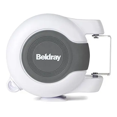 Produktbild: Beldray LA027016EU Wäscheleine Ausziehbar - 26m Innen/Außenbereich wäscheschnur, Wäscheständer für Badezimmer, Camping, Garten, Reise, einziehbar Doppelwäscheleine, flexibel drehbare Wandhalterung