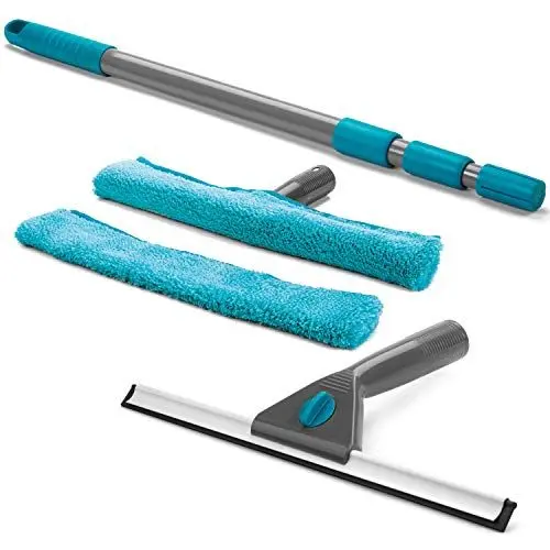 Produktbild: Beldray 2 in 1 Fensterputzer Set, Fensterreiniger, Fensterabzieher + Mikrofaser Fensterwischer für Bad, Dusche, Auto, Glas, Für Fenster im Innen- und Außenbereich & Duschabtrennungen