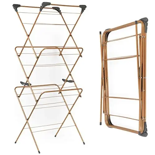 Produktbild: Beldray LA089397GRYU7 Klappbar Wäscheständer - wäschetrockner stander mit drei Ebenen, Erweiterbar Wäscheturm mit 15m Trockenraum, 7kg Gewichtskapazität, Haken zum Aufhängen von Kleidung, 150 Years