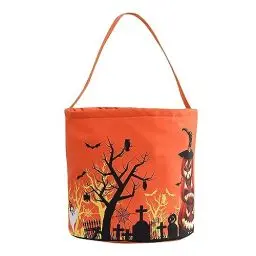 Produktbild: Beleuchtete Halloween Süßigkeitentasche groß Tragetasche aus Canvas mit Halloween Kürbis Süßigkeiten Süßigkeiteneimer Trick or Treat Tasche aus Stoff, Halloween HeimDeko Angebote, Angebote des Tages