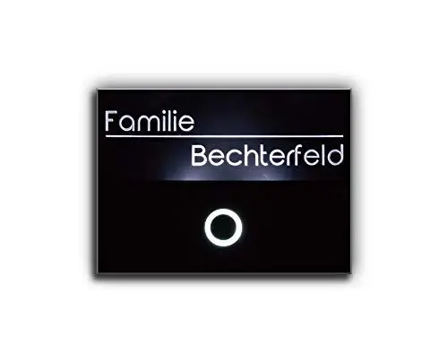 Produktbild: Beleuchtete Tür-Klingel mit Gravur + Motive Klingelschild (11x8 cm Knopf unten)