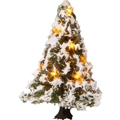 Produktbild: NOCH® Beleuchteter Weihnachtsbaum, verschneit mit LEDs, 5 cm hoch für Modelleisenbahn geeignet für H0, TT, N, Z