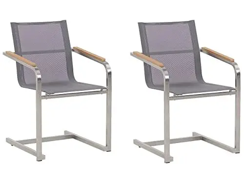 Produktbild: Beliani Gartenstuhl aus Edelstahl mit Polyester in Grau 2er Set Moderner Look Cosoleto