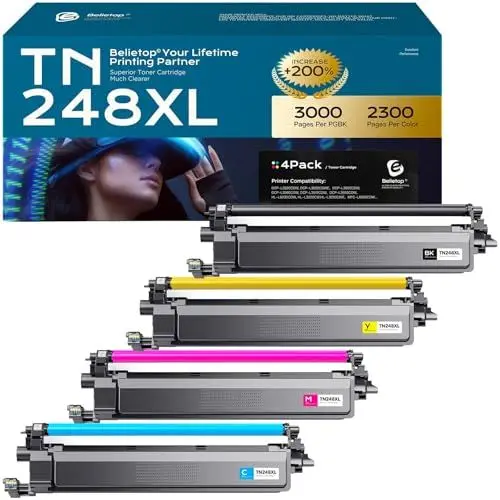 Produktbild: belietop TN248XL Toner TN248 Tonerkartusche Kompatible für Brother MFC-L3740CDW MFC-L3740CDWE TN-248 TN-248CMYK Toner für Brother DCP-L3560CDW MFC-L8390CDW HL-L3240CDW HL-L3220CWE DCP-L3520CDW(4-Per)