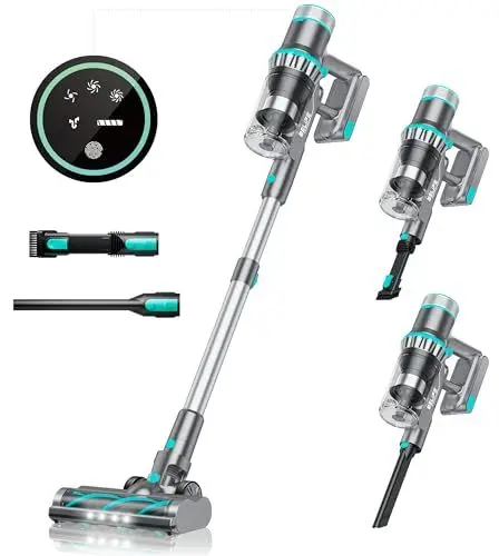 Produktbild: Belife Akku Staubsauger, 45000pa/550W Staubsauger Kabellos, 45 Minuten Laufzeit, Bürstenloser Motor, LED-Anzeige, 6-in-1 Kabelloser Staubsauger für Tierhaare Hartböden Teppich