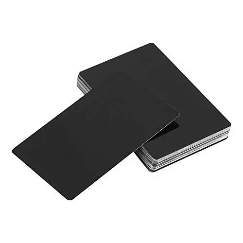 Produktbild: Belissy 50 Stücke Metall Visitenkarten - Visitenkarten Unbedruckt Blanko Schwarzes Finish, Beeindruckende Leere Lasermarkierung, Gravierte Metallplatte, GeschäFtsvisitenkarten, DIY-Geschenkkarten