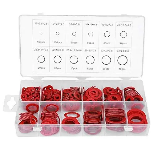 Produktbild: Belissy 600pcs Red Vulkanfiber-Washer Dichtung Runde Isolierung Papier Red Steel Papier Sortiment Kits