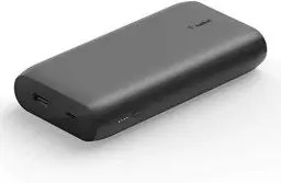 Produktbild: Belkin 20000mAh Powerbank zum Schnellladen, USB-C Power Delivery Power Bank, tragbares Ladegerät mit 30 W-USB-C- & 12-W-USB-A-Anschluss, 20K-Akkupack für MacBook, iPad, iPhone, Galaxy, Pixel - Schwarz