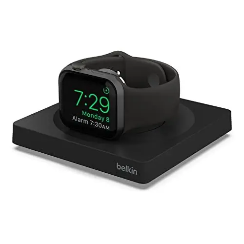 Produktbild: Belkin Apple Watch Ladegerät, MFi-zertifiziertes drahtloses Ladepad mit Weckermodus, minimalistisches Design, inklusive USB-C-Kabel für die Apple Watch Series 8, Series 7, Series 6, Ultra und mehr