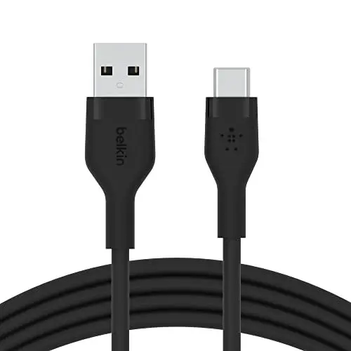 Produktbild: Belkin BoostCharge Flex Silikon-USB-C-/USB-C-Ladekabel, USB-IF-zertifiziertes USB C Kabel für iPhone 16, iPhone 15, Samsung Galaxy S24, S24 Ultra, Note, Google Pixel, iPad Pro, 1 m – Schwarz