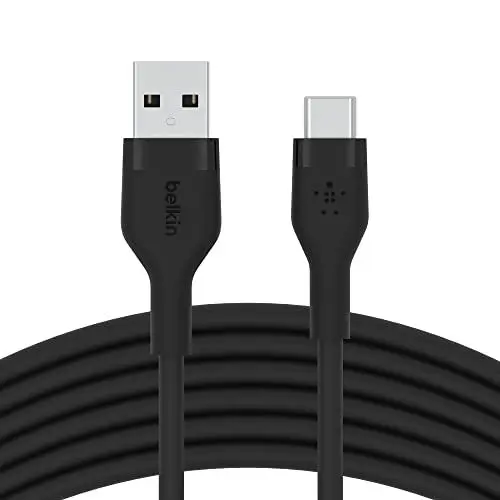 Produktbild: Belkin BoostCharge Flex Silikon-USB-C-/USB-C-Ladekabel, USB-IF-zertifiziertes USB C Kabel für iPhone 16, iPhone 15, Samsung Galaxy S24, S24 Ultra, Note, Google Pixel, iPad Pro, 3 m – Schwarz