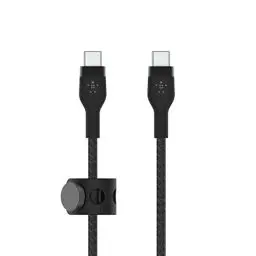 Produktbild: Belkin BoostCharge Pro Flex geflochtenes USB-C/USB-C-Ladekabel, USB-IF-zertifiziert zum Schnellladen mit Power Delivery PD für iPhone 16, iPhone 15, Galaxy S24, Pixel, iPad, MacBook, 1 m – Schwarz
