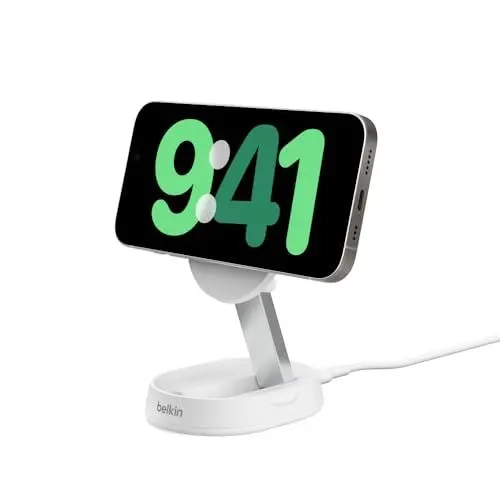 Produktbild: Belkin BoostCharge Pro induktive Ladestation 15W, Qi2-Ladegerät, kabelloses Ladegerät, kompatibel mit MagSafe, kabelloses Qi2-Ladestation für Apple iPhone 16/15/14/13/12, AirPods Pro – Weiß