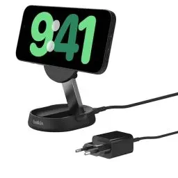 Produktbild: Belkin BoostCharge Pro induktive Ladestation 15W, Qi2-Ladegerät, kabelloses Ladegerät, kompatibel mit MagSafe, kabelloses Qi2-Ladestation für Apple iPhone 16/15/14/13/12, inkl. 20-W-Netzteil – Schwarz