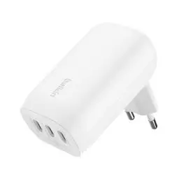 Produktbild: Belkin BoostCharge USB-C-Ladegerät mit DREI Anschlüssen und PPS (67 W), USB-C PD 3.1-iPhone-Schnellladegerät für die iPhone 16-Serie, 15-Serie, MacBook Pro, AirPods, Galaxy – Weiß