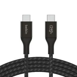 Produktbild: Belkin BoostCharge USB-C-auf-USB-C-Ladekabel, Schnellladekabel mit 240 W Power Delivery, USB-IF-zertifiziert für iPhone 16, iPhone 15, MacBook Pro, Chromebook, Samsung Galaxy, iPad, 1 m – Schwarz