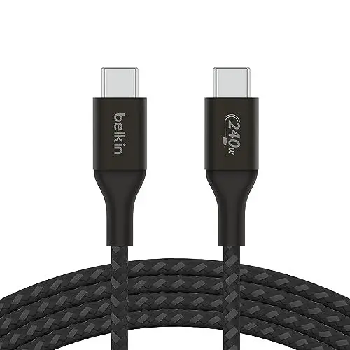 Produktbild: Belkin BoostCharge USB-C-auf-USB-C-Ladekabel, Schnellladekabel mit 240 W Power Delivery, USB-IF-zertifiziert für iPhone 16, iPhone 15, MacBook Pro, Chromebook, Samsung Galaxy, iPad, 1 m – Schwarz