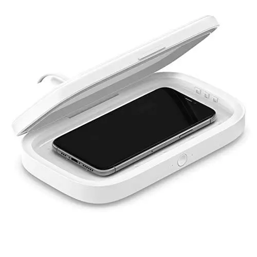 Produktbild: Belkin Boost Charge UV-Sterilisator mit drahtlosem Ladegerät (reduziert das Bakterienwachstum um bis zu 99 %·· für iPhone und andere Geräte, etwa von Samsung und Google·· Netzladegerät enthalten)