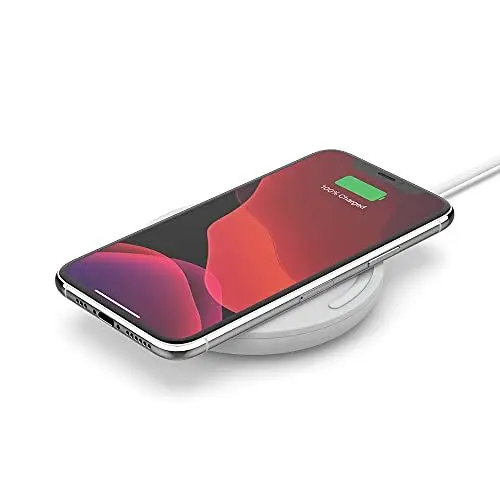 Produktbild: Belkin Boost Charge drahtloses Ladegerät, 15 W (Qi-zertifiziertes drahtloses Ladegerät für das iPhone, AirPods und Geräte von Herstellern wie Samsung und Google, Netzteil nicht enthalten) - Weiß