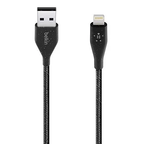 Produktbild: Belkin DuraTek Plus Lightning-/USB-A-Kabel mit Band (ultrastarkes iPhone 11, 11 Pro, 11 Pro Max, XS, XS Max, XR, X, 8/8 Plus Ladekabel, Lightning auf USB-Kabel, 1,2 m) schwarz