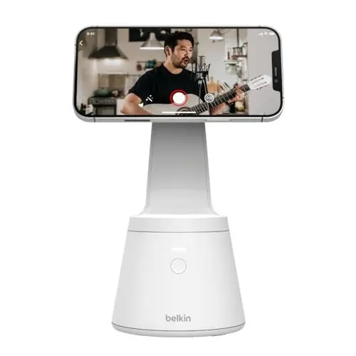 Produktbild: Belkin Face-Tracking-Smartphone-Halter (kompatibel mit MagSafe, Handy-Ständer mit Gesichtsverfolgung für Videoaufzeichnungen, geeignet für die iPhone 14, 13, 12-Serie)