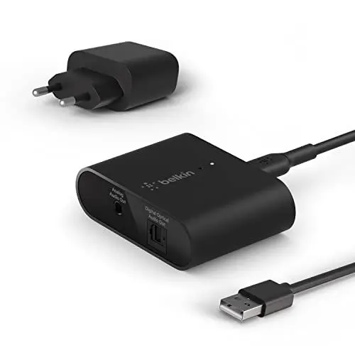 Produktbild: Belkin SoundForm Connect AirPlay 2 (Audio-Adapter für drahtloses Streaming mit optischen und 3,5-mm-Lautsprecher-Eingängen für iPhone, iPad, und andere AirPlay-fähige Geräte)