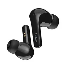 Produktbild: Belkin SOUNDFORM Flow True Wireless Noise-Cancelling-Kopfhörer, kabellos, Bluetooth-Kopfhörer, schweiß- und spritzwassergeschützt, Schutzart IPX5, 31 Std. Betrieb, für iPhone, Galaxy, Pixel – Schwarz