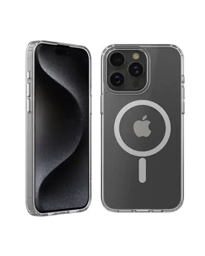 Produktbild: Belkin SheerForce antimikrobielle, mit MagSafe kompatible Handyhülle für iPhone 15 Pro Max, durchsichtige iPhone 15 Pro Max Hülle mit integrierten Magneten, erhöhten Rändern zum Schutz des Kamera