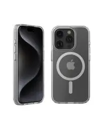 Produktbild: Belkin SheerForce antimikrobielle, mit MagSafe kompatible Handyhülle für iPhone 15 Pro, durchsichtige iPhone 15 Pro Hülle mit integrierten Magneten, erhöhten Rändern zum Schutz des Displays, Kamera