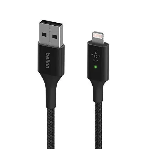 Produktbild: Belkin Smart LED-Ladekabel, USB-A auf Lightning, 1,2 m (Anzeige des Ladestatus) für iPhone, AirPods und iPad, MFi-Zertifiziert – Schwarz