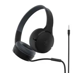 Produktbild: Belkin SoundForm Mini On-Ear-Kopfhörer mit Kabel für Kinder, Over-Ear-Headset mit integriertem Mikrofon für die Schule, für Reisen und zum Spielen, für Geräte mit 3,5-mm-Klinkenanschluss - Schwarz