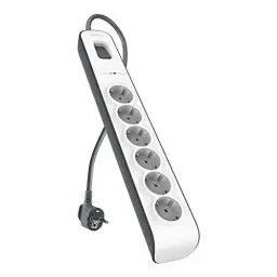 Produktbild: Belkin 6-fach Steckdosenleiste mit Überspannungsschutz, Mehrfachsteckdose 6-fach, 650 Joule, 2 m langes Verlängerungskabel, 6 geschützte Steckdosen für zu Hause, das Büro, Laptops, PCs, Drucker usw.