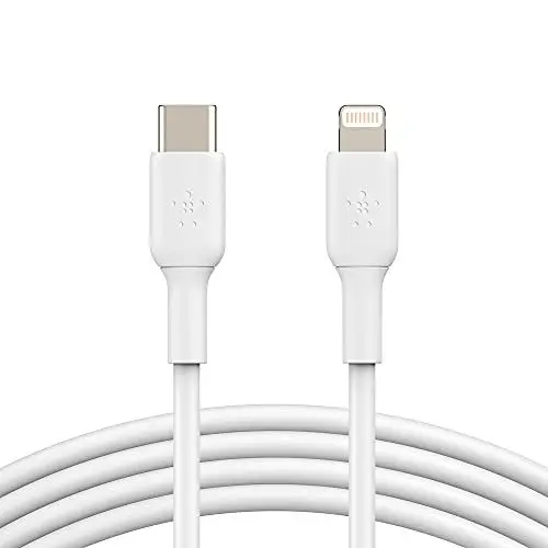 Produktbild: Belkin USB-C-/Lightning-Kabel (iPhone-Kabel zum Schnellladen für das iPhone 14 oder ältere Modelle) Boost Charge MFi-zertifiziertes iPhone USB-C-Kabel (Weiß, 1 m)