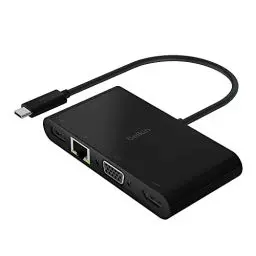 Produktbild: Belkin USB-C-Multimedia-Adapter (USB-C-Hub mit VGA, 4K HDMI, USB 3.0, Ethernet-Ports) mit 100 W Leistung für Geräte wie MacBook Pro, iPad Pro, Surface Pro und Chromebook