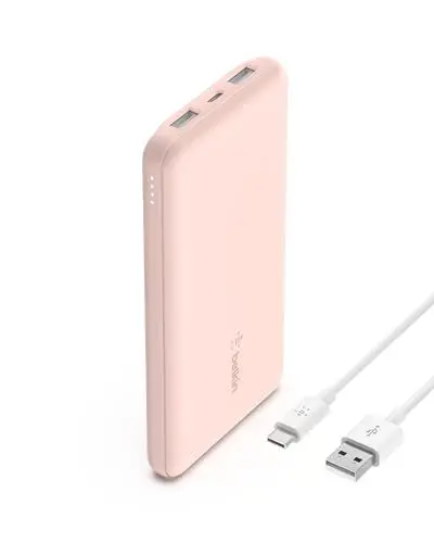 Produktbild: Belkin USB-C-Powerbank (10.000 mAh, 1 USB-C-Port und 2 USB-A-Ports zum Laden von iPhone, AirPods, iPad, Android- oder Anderen Geräten mit bis zu 15 W) - Roségold