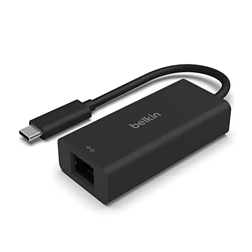 Produktbild: Belkin USB-C auf 2,5-Gb-Ethernet-Adapter, USB-IF-zertifizierter Thunderbolt 3 und 4/USB-C-LAN-Netzwerk-Adapter, kompatibel mit MacBook Pro/Air, iPad Pro, XPS, Surface und Anderen USB-C-Geräten