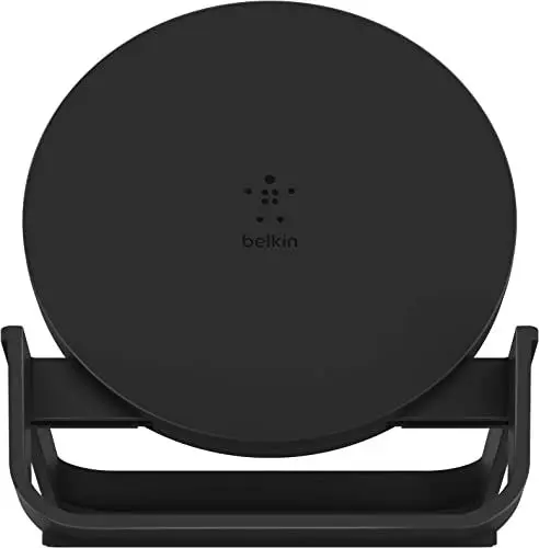 Produktbild: Belkin drahtloser BoostCharge Ladeständer, 10 W (Qi-zertifiziertes schnelles drahtloses Ladegerät für das iPhone oder Geräte von Herstellern wie Samsung und Google), Schwarz
