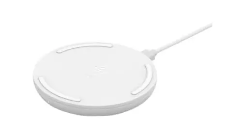 Produktbild: Belkin drahtloses BoostCharge Ladegerät, 10 W (Qi-zertifiziertes schnelles drahtloses Ladegerät für das iPhone oder Geräte von Herstellern wie Samsung und Google), Weiß