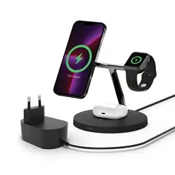 Produktbild: Belkin drahtloses MagSafe 3-in-1-Ladegerät, MagSafe ladestation 15 W, schnelles Laden für das iPhone und die AppleWatch, Laden der AirPods, Ladestation für iPhone 16, 15, 14, 13, Apple Watch, AirPods