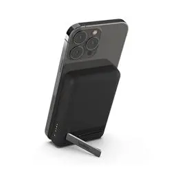Produktbild: Belkin magnetische 5000-mAh-Powerbank, externer Handy-Akku, kompatibel mit MagSafe, mit Passthrough-Ladefunktion und Ständer, 7,5 W Ausgang, 10 W Eingang, kompatibel mit iPhone 16, 15, 14 – Schwarz