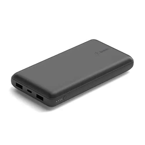 Produktbild: Belkin tragbares USB-C-Ladegerät, 20.000mAh, 20K Powerbank mit USB-C-Ein-/Ausgang und 2 USB-A-Anschlüssen mit USB-C/USB-A-Kabel für iPhone, Galaxy, Pixel, iPad, AirPods und andere Geräte – Schwarz