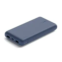 Produktbild: Belkin tragbares USB-C-Ladegerät, 20.000mAh, 20K Powerbank mit USB-C-Ein-/Ausgang und 2 USB-A-Anschlüssen mit USB-C/USB-A-Kabel für iPhone, Galaxy, Pixel, iPad, AirPods und andere Geräte – Blau
