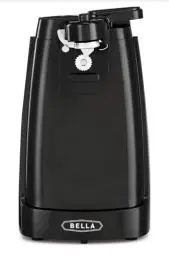 Produktbild: BELLA Elektrischer Dosenöffner und Messerschärfer, multifunktionaler Gläser- und Flaschenöffner mit abnehmbarem Schneidhebel und Kabelaufbewahrung, Edelstahlklinge, Schwarz