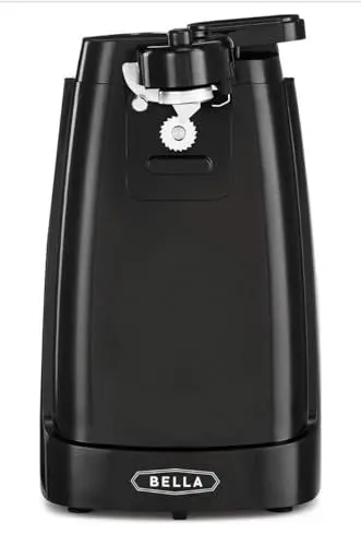 Produktbild: BELLA Elektrischer Dosenöffner und Messerschärfer, multifunktionaler Gläser- und Flaschenöffner mit abnehmbarem Schneidhebel und Kabelaufbewahrung, Edelstahlklinge, Schwarz