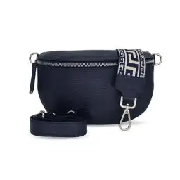 Produktbild: Bella Blossom Bauchtasche Damen, Umhängetasche aus 100% Echtleder, Elegante Crossbody-Bag mit gemusterten & verstellbaren Schultergurt, Schultertasche für jeden Anlass Blau4 L